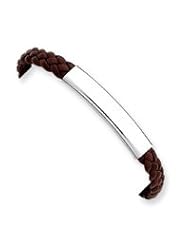 Sterling Silver Brown Braided Leather Bracelet QG1087-7"