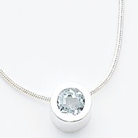 Sterling Silver Blue Topaz Pendant on 18 inch Chain Necklace by A Great Jewelry Co.