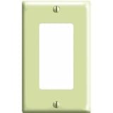 Leviton 80401-I 1-Gang Decora/GFCI Device Decora Wallplate, Standard Size, Thermoset, Device Mount, Ivory