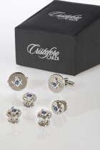 Cardi Silver Trim Masonic Cufflinks and Studs