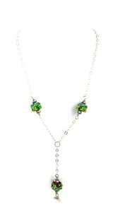 Sterling Silver and Lampwork Glass Bead Necklace Garden Gate