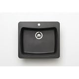 Pegasus AL10MB 25-Inch by 22-Inch Granite Single Bowl Kitchen Sink, Metallic Black