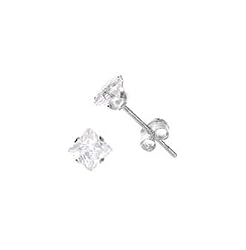 Sterling Silver Square Earrings - Stamping - 4 mm