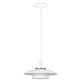 Eglo  87057A Brenda, White & Chrome, 1-Light Pendant Light Fixture