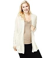 Plus Open Front Studded Cardigan with Linen