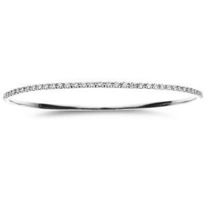 14K White Gold Pave Diamond Eternity Stackable Bangle Bracelet 7 1 2 2.15cttw SI Clarity G Color