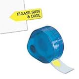 Redi-Tag 91032 Please sign & date yellow arrow flag dispenser refill, 6 120-flag rolls/box