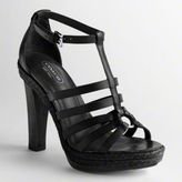 Authentic Coach Delanie Veg Black Leather Platform 4.5" High Heel Shoes 5