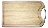 RUBBER WOOD CHOPPING BOARD WITH CHROME HANDLE