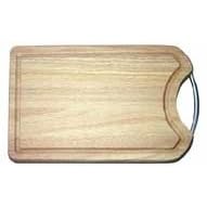 RUBBER WOOD CHOPPING BOARD WITH CHROME HANDLE