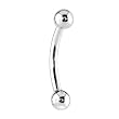 Solid 14KT White GOLD BALL Eyebrow Ring 16 Gauge 5/16" 3mm