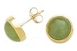 14k Gold & Green Jade Round Stud Earrings