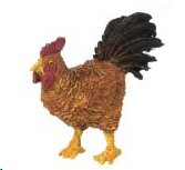 Dollhouse Miniature Rooster with a Black Tail
