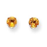 14k White Gold 5mm Citrine Stud Earrings