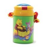 Winnie the Pooh Green Pop Up Bottle with adjustable / detachable shoulder strap