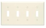 Leviton 001-82012-000 4 Gang Wallplate, Toggle/Toggle/Toggle/Toggle, Almond