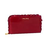 ミュウミュウ(miumiu) 5M0506 フリル付きヴィンテージカーフ ラウンドファスナー長財布 レッド(ROSSO) 並行輸入