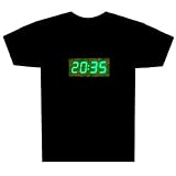 T-Clock Black T-Shirt w/Flashing Clock & Stopwatch Sz L