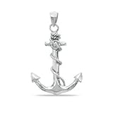 Anchor with Rope Charm in Sterling Silver SS SEA/NAUTCL CHARM