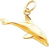 10K Yellow Gold Dolphin Charm Diamond Cut
