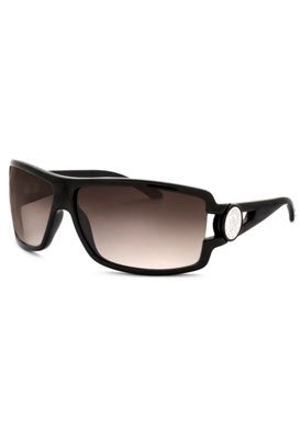 Click here to buy Wraparound Sunglasses: Shiny Black Gray Gradient by Diesel.