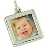 Sterling Silver Square Double Sided Photo Frame Charm