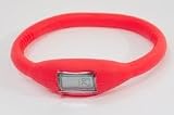 GSI Quality Waterproof Silicone Gel Sporty Wrist Band Watch - Small Face, Digital LCD Style, For Children And Sports - Red