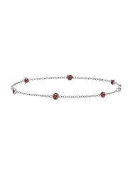 Color Stone By The Yard Bracelet Rhodolite Garnet in 14K White Gold 7 Inch with 0.60 Carat