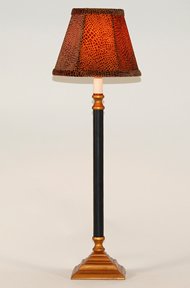 Black & Gold Buffet Table Lamp with Animal Print Fabric Shade