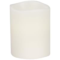 Energizer SPS1DL044 LED Flameless Wax Candle; 3x4 Smooth Pillar in Ivory, Vanilla Scent