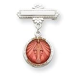 Sterling Silver Pink Enameled Miraculous Medal Pin