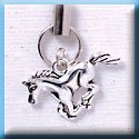 PC - C1454 - Silver Running Horse Charm - Cell Phone Charm