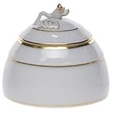 Herend Golden Edge Honey Pot With Rose Lid