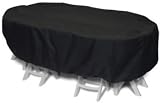 WeatherReady WRBL92 Polyester Oval Rectangle Outdoor Table Cover - Black - 92 Inches