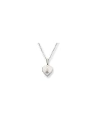 18in Rhodium-plated .01 Ct. Diamond Heart Locket Necklace
