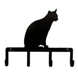 VWI KH-246 Silhouette Wrought Iron Key Holder - Cat Sitting Powder Metal Coated