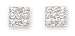 Square Stud Earrings with 9 Clear Crystals