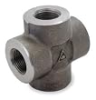 Industrial Grade 1MMZ5 Cross, 1 In, Threaded, Black Steel