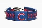 MLB Baseball Team Colors Leather Baseball Wristband - Chicago Cubs