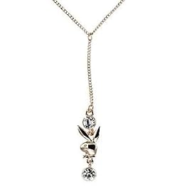Playboy Necklace Pink Gold Plated Y Necklace with Playboy Bunny Logo and Crystals Authentic Licensed Playboy Jewelry CPBN2113
