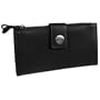 Women's Double Zip Tab Clutch Leather Checkbook Wallet: Black Wallet