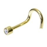 Solid 14KT Yellow Gold 1mm Genuine DIAMOND Nose Ring
