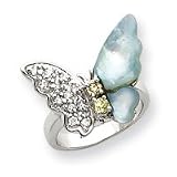 Sterling Silver CZ and Mother of Pearl Ring - Size 8