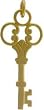 Antique Style Victorian Key Pendant with Scrolls in Gold Vermeil, #7664