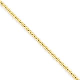 14k 2mm Solid Polished Cable Chain Necklace - 16 Inch