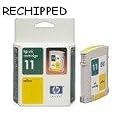 Genuine Original HP Hewlett Packard No11 11 yellow C4838A C4838AE printer ink - print inkjet cartridge for Designjet Officejet Business Inkjet - RECHIPPED by Amaozn Seller for extended  life.