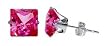 6 MM Princess Cut Ruby Cubic Zirconia .925 Sterling Silver Post Stud Earrings