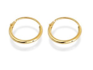 9ct Gold Hinged Hoop Earrings - 11mm