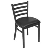 Fabric Uphostered Restaurant Chair With Ladder Back - Black