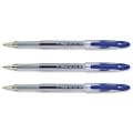 5 Star Office Roller Gel Pen Clear Barrel 1.0mm Tip 0.5mm Line Blue [Pack 12]